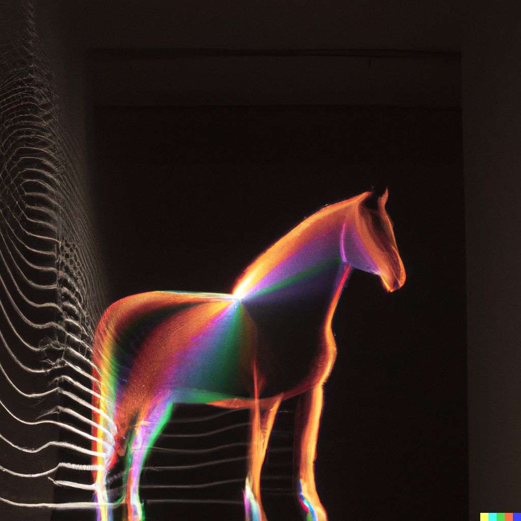 a horse, light painting by Gabriel Dawe